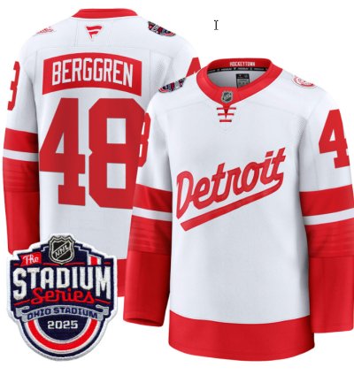 Mens Jonatan Berggren Jersey 48 Detroit Red Wings 2025 Stadium Series Stitched