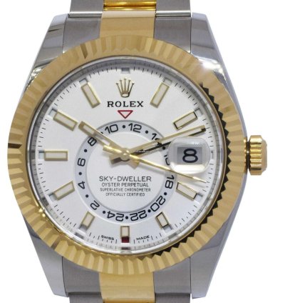 Rolex Sky-dweller Nos Rolex Sky-dweller White Dial 18k Yg Steel 42mm Oyster Watch 20 326933