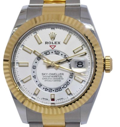 Rolex Sky-dweller Nos Rolex Sky-dweller White Dial 18k Yg Steel 42mm Oyster Watch 20 326933