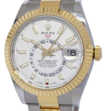 Rolex Sky-dweller Nos Rolex Sky-dweller White Dial 18k Yg Steel 42mm Oyster Watch 20 326933