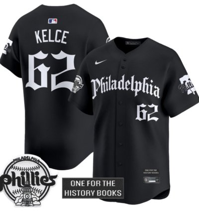 Jason Kelce Jersey 62 Phillies Retro Newspaper Edition Vapor Premier Limited Stitched Black