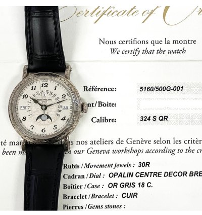 Patek Philippe Perpetual Calendar Grand Complications Perpetual Calendar White Gold White Dial 5160 500g-001