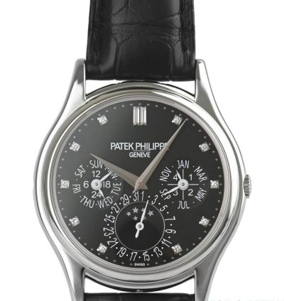 Patek Philippe Perpetual Calendar Grand Complications Platinum Diamond Perpetual Calendar Black 37 2 Box Papers 5140p-013