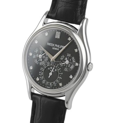 Patek Philippe Perpetual Calendar Grand Complications Platinum Diamond Perpetual Calendar Black 37 2 Box Papers 5140p-013