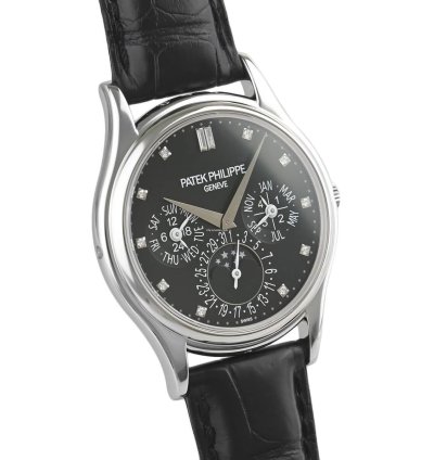 Patek Philippe Perpetual Calendar Grand Complications Platinum Diamond Perpetual Calendar Black 37 2 Box Papers 5140p-013