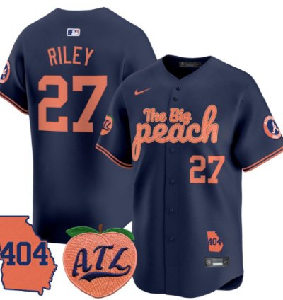 Austin Riley Jersey 27 Atlanta Braves 404 The Big Peach Premier Limited Stitched Navy
