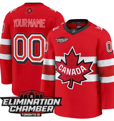 Men Custom Elimination Chamber Toronto Jersey 2025 Premium All Stitched Red