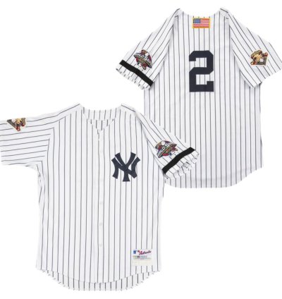 New York Yankees Derek Jeter White 2001 Throwback Jersey