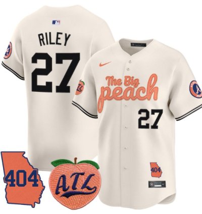 Austin Riley Jersey 27 Atlanta Braves 404 The Big Peach Premier Limited Stitched Cream