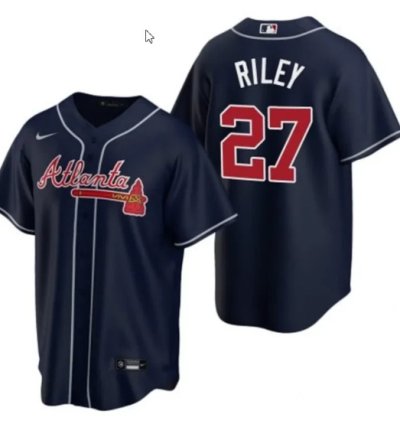 Austin Riley Atlanta Braves Navy Jersey - All Stitched