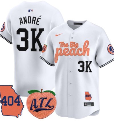 André Jersey 3k Atlanta Braves 404 The Big Peach Premier Limited Stitched White