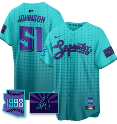 Randy Johnson Jersey 51 Arizona Diamondbacks Serpientes City Connect Stitched Teal