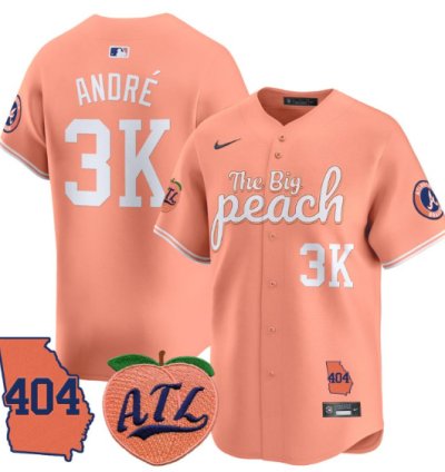 André Jersey 3k Atlanta Braves 404 The Big Peach Premier Limited Stitched Peach