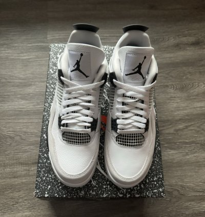 Aj4 Air Jordan 4 Retro Military Black White Sneakers
