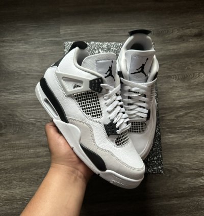 Aj4 Air Jordan 4 Retro Military Black White Sneakers