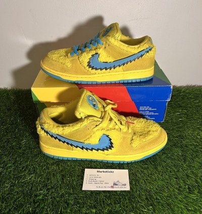 Nike Sb Dunk Low Pro Qs Grateful Dead Yellow Bear Size 10