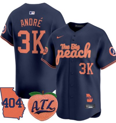 André Jersey 3k Atlanta Braves 404 The Big Peach Premier Limited Stitched Navy
