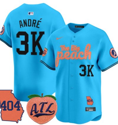 André Jersey 3k Atlanta Braves 404 The Big Peach Premier Limited Stitched Light Blue