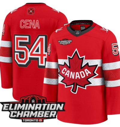 Men John Cena Jersey 54 Elimination Chamber Toronto 2025 Premium Stitched Red