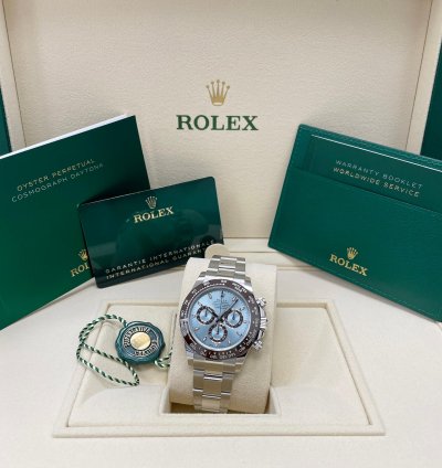 Rolex Daytona Unworn 116506 Daytona Platinum Ice Blue Index Dial 40mm Oyster Bracelet Ceramic