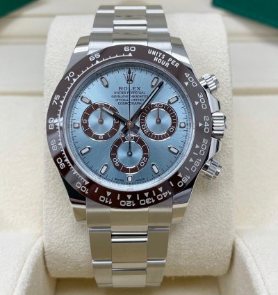 Rolex Daytona Unworn 116506 Daytona Platinum Ice Blue Index Dial 40mm Oyster Bracelet Ceramic