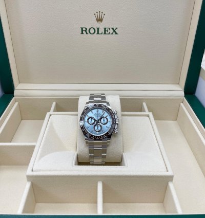 Rolex Daytona Unworn 116506 Daytona Platinum Ice Blue Index Dial 40mm Oyster Bracelet Ceramic