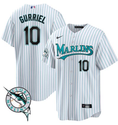 Yuli Gurriel Jersey 10 Miami Marlins Throwback Cool Base All Stitched