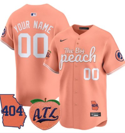 Custom Atlanta Braves Jersey 404 The Big Peach Vapor Premier Limited Stitched Peach