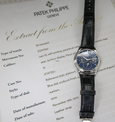 Patek Philippe Perpetual Calendar Platinum Ref 5140p Blue Dial With Exctract Pp