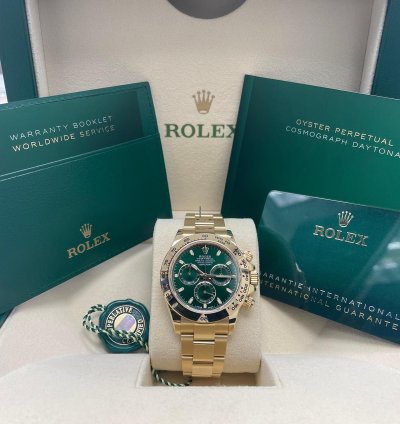 Rolex Daytona Unworn 116508 Cosmograph Daytona 18k Yellow Gold Oyster Bracelet 40mm Green Dial