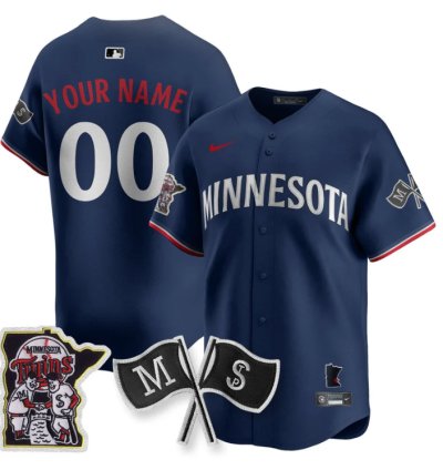 Custom Minnesota Twins Jersey Name And Number Alternate Limited Stitched Navy