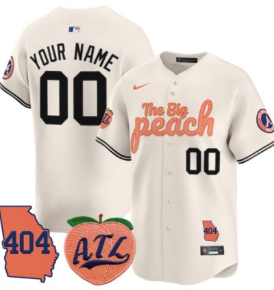 Custom Atlanta Braves Jersey 404 The Big Peach Vapor Premier Limited Stitched Cream