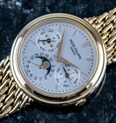 Patek Philippe Perpetual Calendar Reference 3945j 18k Yellowgold 3940 With Gold Bracelet