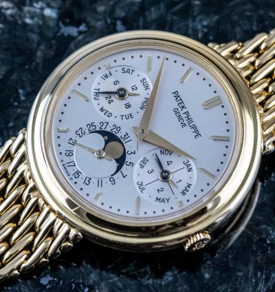 Patek Philippe Perpetual Calendar Reference 3945j 18k Yellowgold 3940 With Gold Bracelet