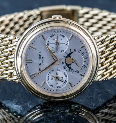 Patek Philippe Perpetual Calendar Reference 3945j 18k Yellowgold 3940 With Gold Bracelet