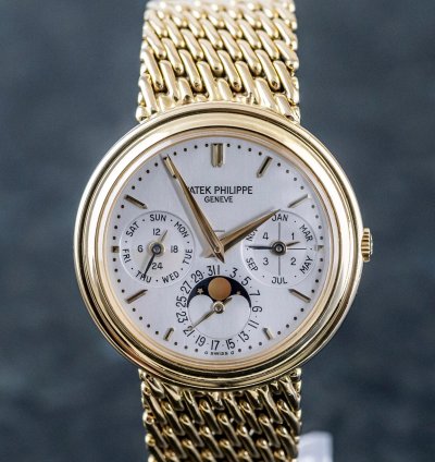 Patek Philippe Perpetual Calendar Reference 3945j 18k Yellowgold 3940 With Gold Bracelet