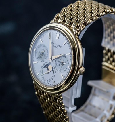 Patek Philippe Perpetual Calendar Reference 3945j 18k Yellowgold 3940 With Gold Bracelet