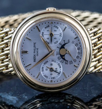 Patek Philippe Perpetual Calendar Reference 3945j 18k Yellowgold 3940 With Gold Bracelet