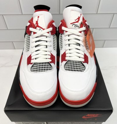 New Nike Retro Air Jordan Red White Fire 4s 4 Mens Men