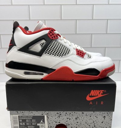 New Nike Retro Air Jordan Red White Fire 4s 4 Mens Men