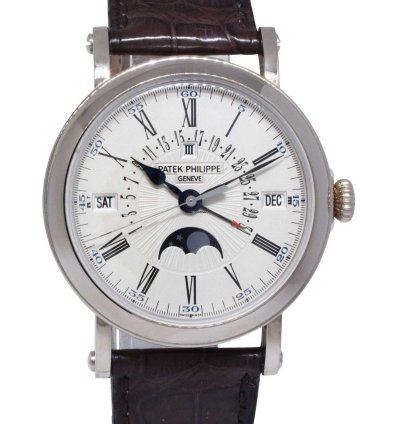 Patek Philippe Perpetual Calendar Retrograde 18k White Gold 38mm Watch 5159g