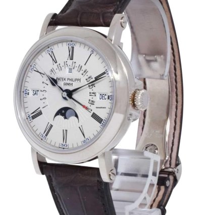 Patek Philippe Perpetual Calendar Retrograde 18k White Gold 38mm Watch 5159g