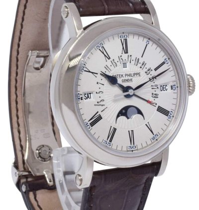 Patek Philippe Perpetual Calendar Retrograde 18k White Gold 38mm Watch 5159g