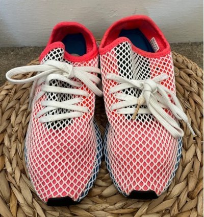 Adidas Deerupt Runner Running Shoes Size 8 Cq2624 Red Mesh