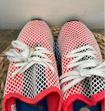 Adidas Deerupt Runner Running Shoes Size 8 Cq2624 Red Mesh