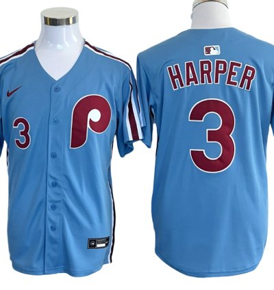 Philadelphia Phillies 3 Bryce Harper Alternate Limited Jersey - Light Blue