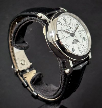 Patek Philippe Perpetual Calendar Retrograde Moonphase 18k White Gold Vintage 1990s Box Papers