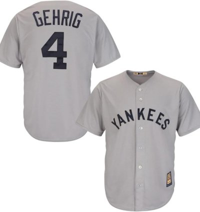 New York Yankees Lou Gehrig Gray Throwback Jersey