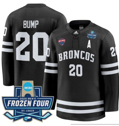 Alex Bump Jersey 20 Western Michigan Broncos 2025 Frozen Four Patch Stitched Black