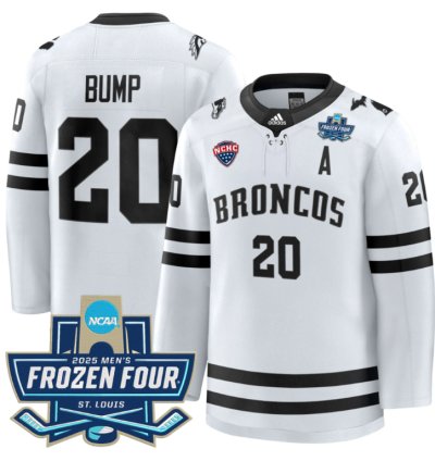 Alex Bump Jersey 20 Western Michigan Broncos 2025 Frozen Four Patch Stitched White